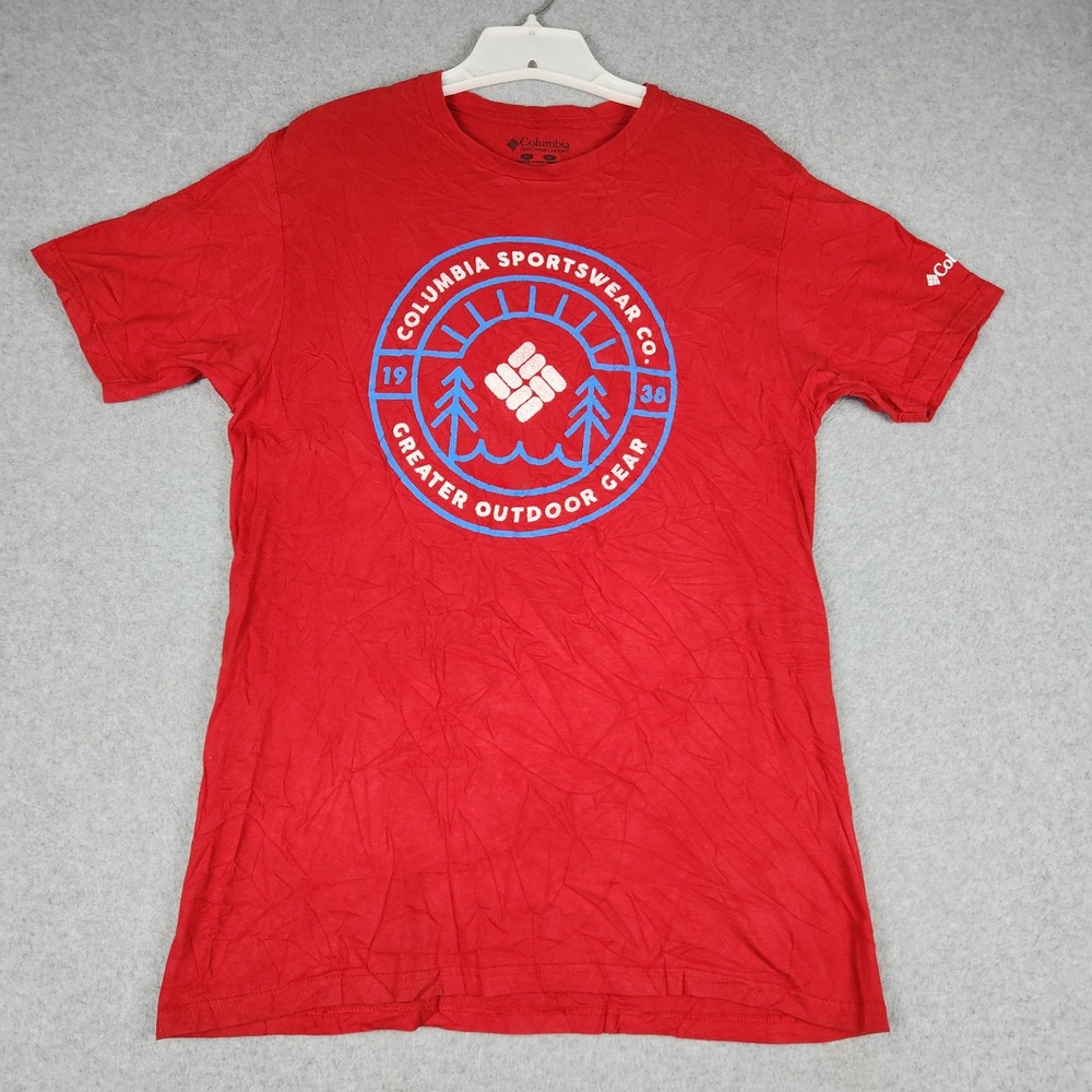 Columbia T-Shirt Mens Medium Red Graphic Logo Short Sleeve Outdoor Casual Tee